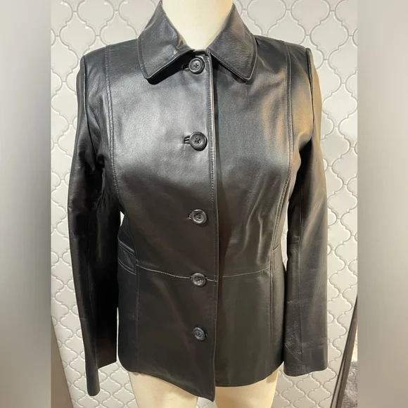 Croft & Barrow Black Leather Jacket, EUC, size M - Picture 7 of 14